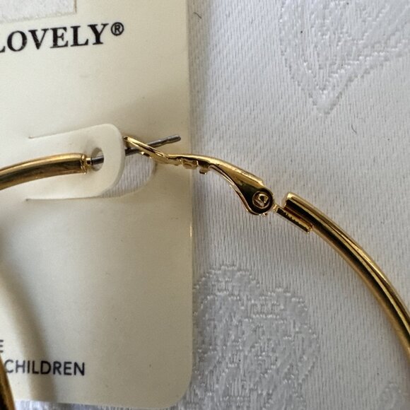 Lovely Big 2.5" Gold Thin Flat Hoop Earrings NEW - Picture 7 of 7
